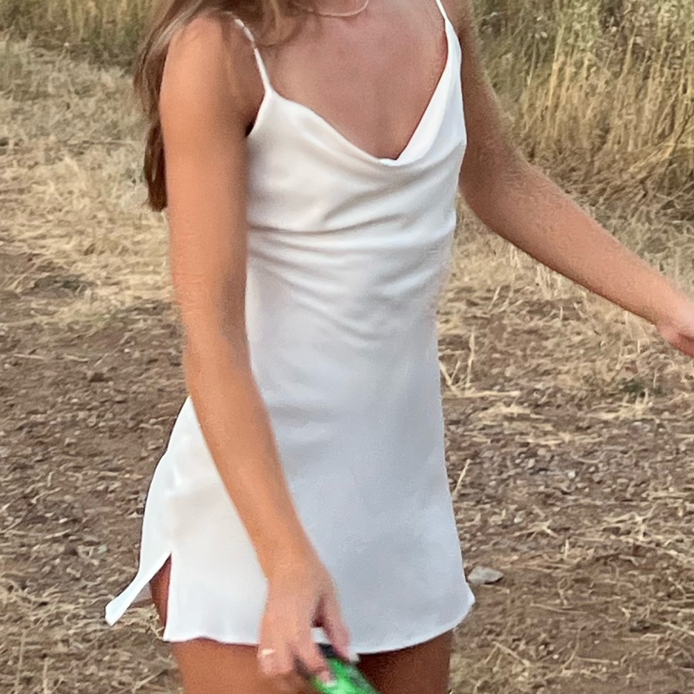 Bershka Silk Cream Mini Dress
